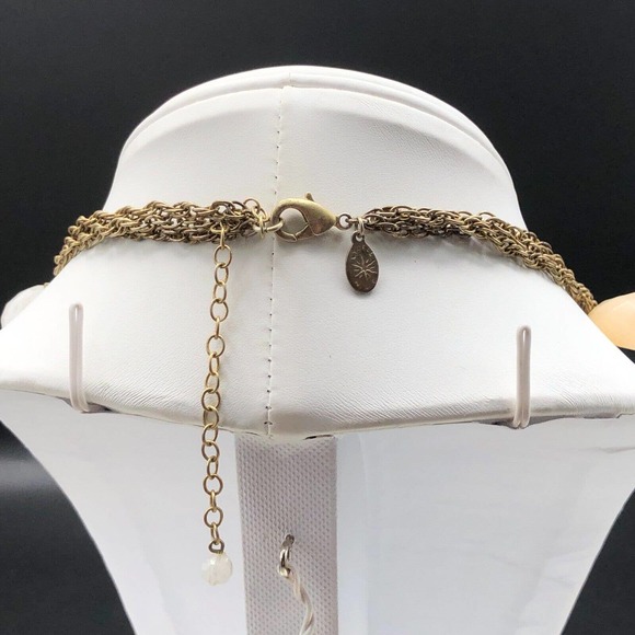 Lydell NYC 3 Strand Necklace Pastel Peach Milky Clear Faceted Briolette Beads - Picture 7 of 11